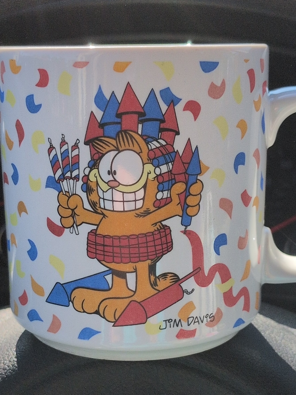 Garfield Enesco Celebration Ceramic Mug - Colorful Confetti Design 1978 July